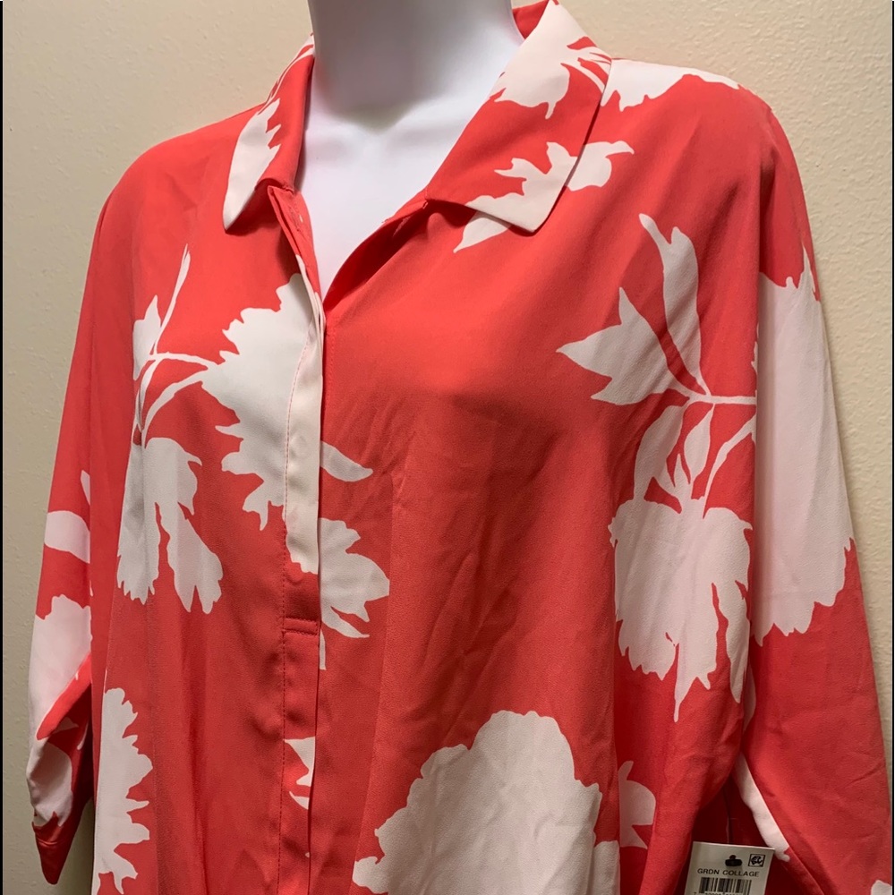 Alfini NWT Three-quarter sleeve floral blouse